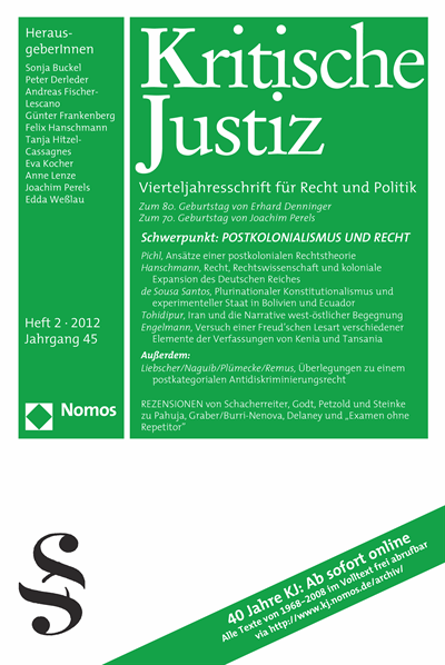 Cover der Ausgabe: KJ Kritische Justiz Jahrgang 45 (2012), Heft 2