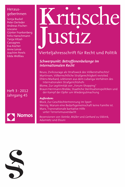 Cover der Ausgabe: KJ Kritische Justiz Jahrgang 45 (2012), Heft 3