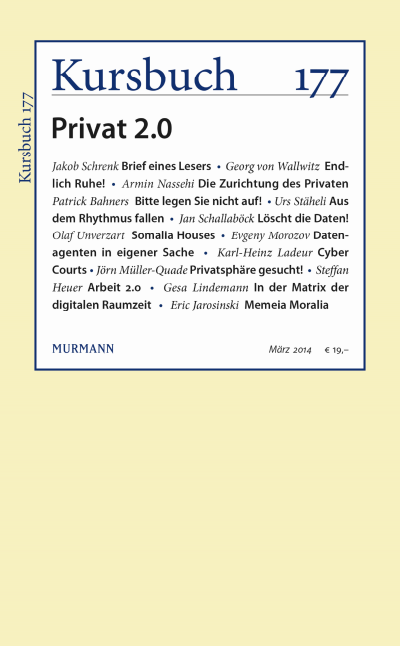 Cover der Ausgabe: Kursbuch Jahrgang 50 (2014), Heft 177