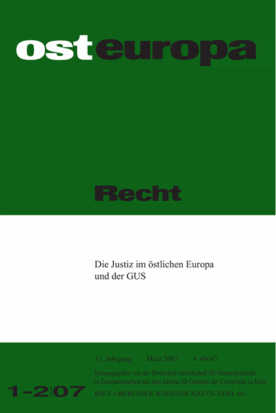 Cover der Ausgabe: OER Osteuropa Recht Jahrgang 53 (2007), Heft 1-2