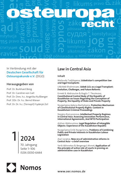 Cover der Ausgabe: OER Osteuropa Recht Jahrgang 70 (2024), Heft 1