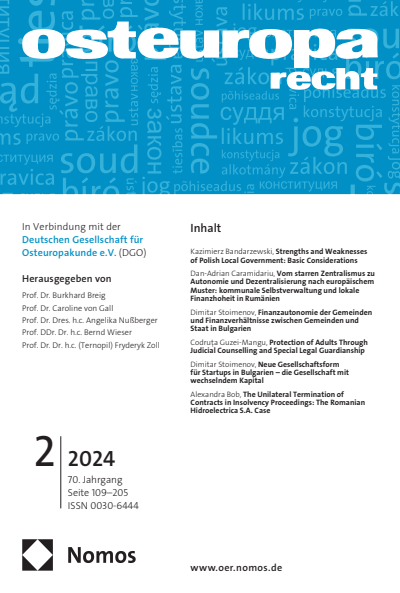 Cover der Ausgabe: OER Osteuropa Recht Jahrgang 70 (2024), Heft 2