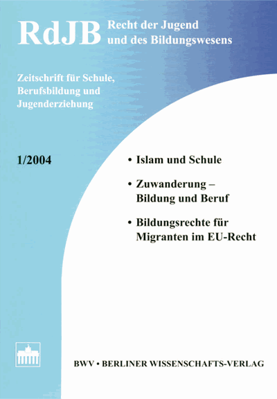 Cover der Ausgabe: RdJB Recht der Jugend und des Bildungswesens Jahrgang 52 (2004), Heft 1