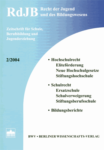 Cover der Ausgabe: RdJB Recht der Jugend und des Bildungswesens Jahrgang 52 (2004), Heft 2