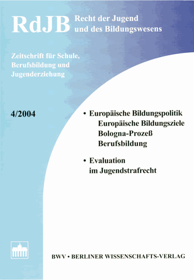 Cover der Ausgabe: RdJB Recht der Jugend und des Bildungswesens Jahrgang 52 (2004), Heft 4
