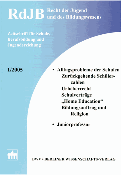 Cover der Ausgabe: RdJB Recht der Jugend und des Bildungswesens Jahrgang 53 (2005), Heft 1