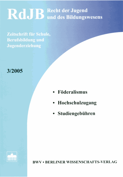 Cover der Ausgabe: RdJB Recht der Jugend und des Bildungswesens Jahrgang 53 (2005), Heft 3