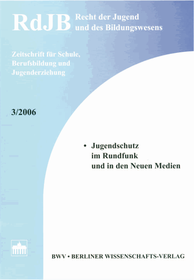 Cover der Ausgabe: RdJB Recht der Jugend und des Bildungswesens Jahrgang 54 (2006), Heft 3