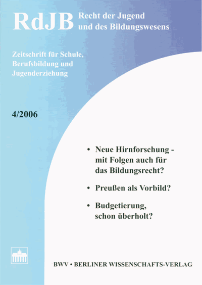 Cover der Ausgabe: RdJB Recht der Jugend und des Bildungswesens Jahrgang 54 (2006), Heft 4
