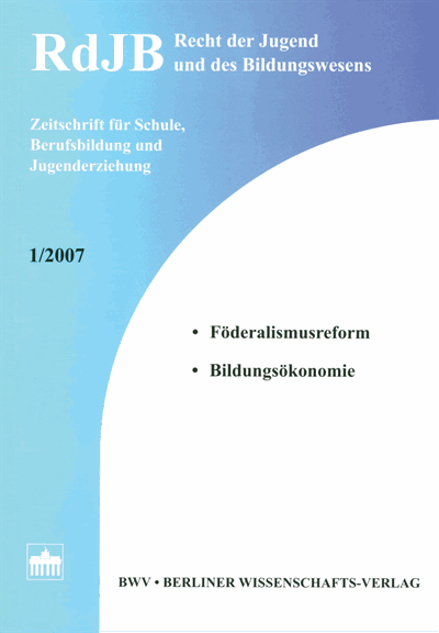 Cover der Ausgabe: RdJB Recht der Jugend und des Bildungswesens Jahrgang 55 (2007), Heft 1