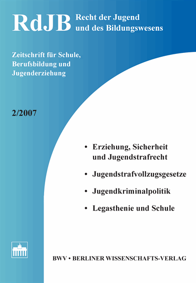Cover der Ausgabe: RdJB Recht der Jugend und des Bildungswesens Jahrgang 55 (2007), Heft 2