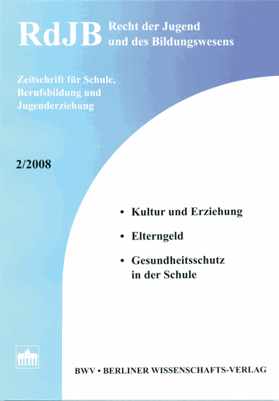 Cover der Ausgabe: RdJB Recht der Jugend und des Bildungswesens Jahrgang 56 (2008), Heft 2