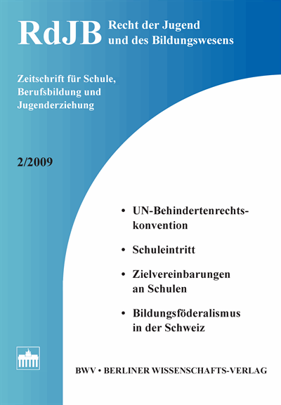 Cover der Ausgabe: RdJB Recht der Jugend und des Bildungswesens Jahrgang 57 (2009), Heft 2
