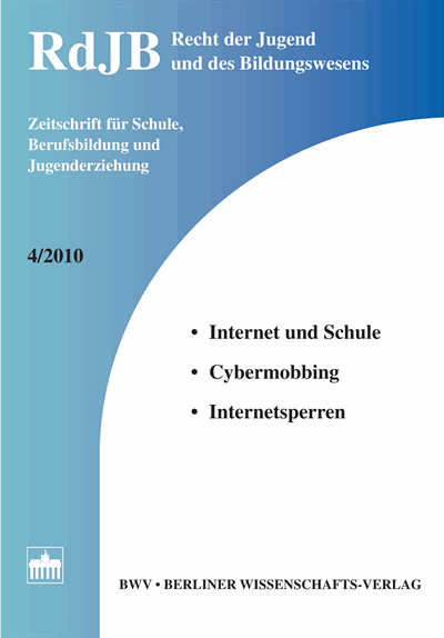 Cover der Ausgabe: RdJB Recht der Jugend und des Bildungswesens Jahrgang 58 (2010), Heft 4