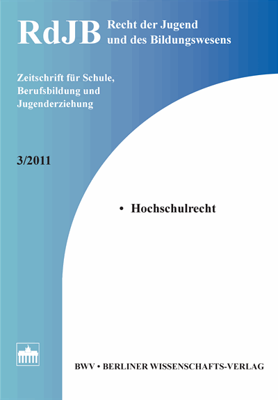 Cover der Ausgabe: RdJB Recht der Jugend und des Bildungswesens Jahrgang 59 (2011), Heft 3