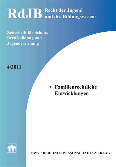 Cover der Ausgabe: RdJB Recht der Jugend und des Bildungswesens Jahrgang 59 (2011), Heft 4