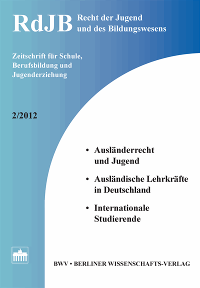 Cover der Ausgabe: RdJB Recht der Jugend und des Bildungswesens Jahrgang 60 (2012), Heft 2