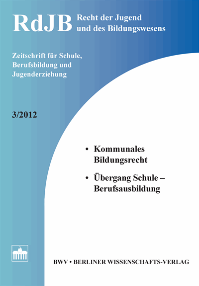 Cover der Ausgabe: RdJB Recht der Jugend und des Bildungswesens Jahrgang 60 (2012), Heft 3