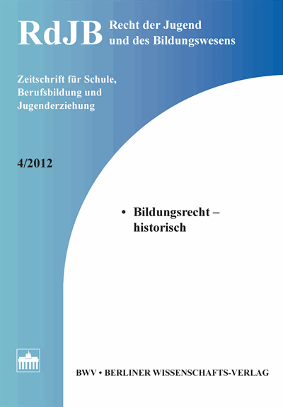 Cover der Ausgabe: RdJB Recht der Jugend und des Bildungswesens Jahrgang 60 (2012), Heft 4