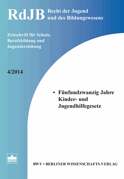 Cover der Ausgabe: RdJB Recht der Jugend und des Bildungswesens Jahrgang 62 (2014), Heft 4