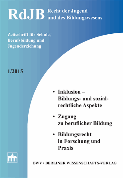 Cover der Ausgabe: RdJB Recht der Jugend und des Bildungswesens Jahrgang 63 (2015), Heft 1