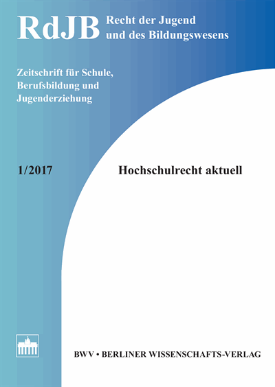 Cover der Ausgabe: RdJB Recht der Jugend und des Bildungswesens Jahrgang 65 (2017), Heft 1