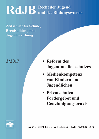 Cover der Ausgabe: RdJB Recht der Jugend und des Bildungswesens Jahrgang 65 (2017), Heft 3