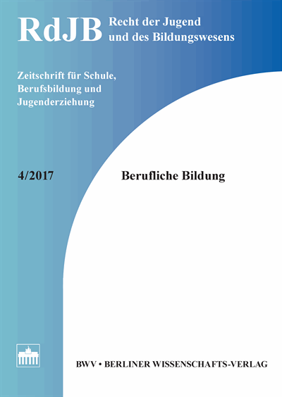 Cover der Ausgabe: RdJB Recht der Jugend und des Bildungswesens Jahrgang 65 (2017), Heft 4