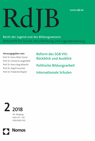Cover der Ausgabe: RdJB Recht der Jugend und des Bildungswesens Jahrgang 66 (2018), Heft 2