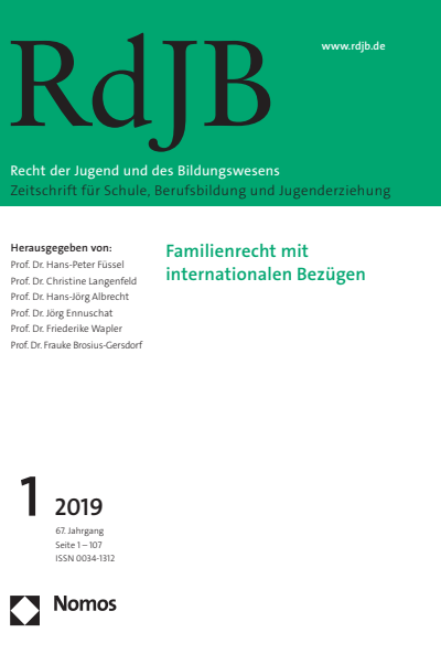 Cover der Ausgabe: RdJB Recht der Jugend und des Bildungswesens Jahrgang 67 (2019), Heft 1