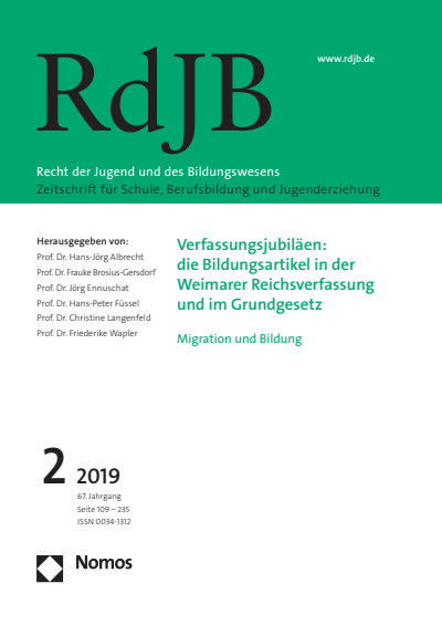 Cover der Ausgabe: RdJB Recht der Jugend und des Bildungswesens Jahrgang 67 (2019), Heft 2