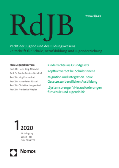 Cover der Ausgabe: RdJB Recht der Jugend und des Bildungswesens Jahrgang 68 (2020), Heft 1