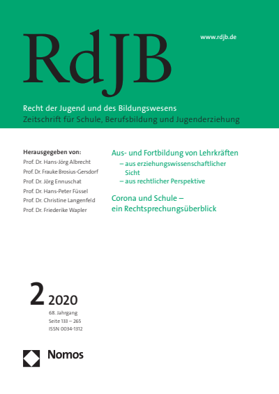 Cover der Ausgabe: RdJB Recht der Jugend und des Bildungswesens Jahrgang 68 (2020), Heft 2