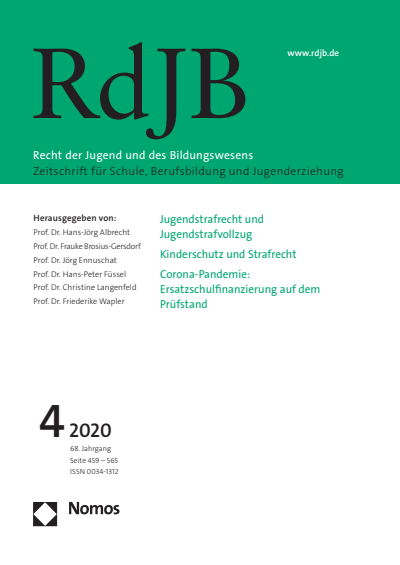 Cover der Ausgabe: RdJB Recht der Jugend und des Bildungswesens Jahrgang 68 (2020), Heft 4