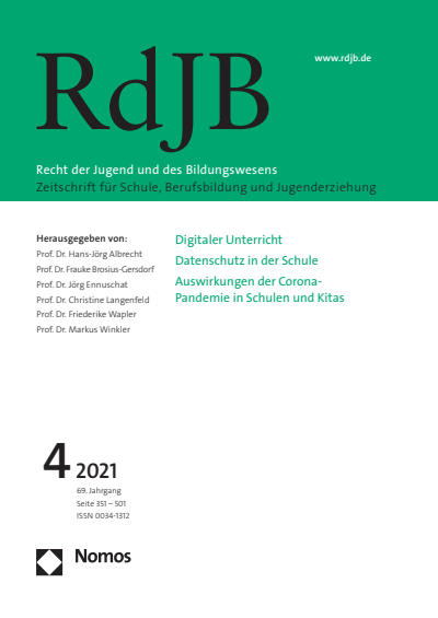 Cover der Ausgabe: RdJB Recht der Jugend und des Bildungswesens Jahrgang 69 (2021), Heft 4