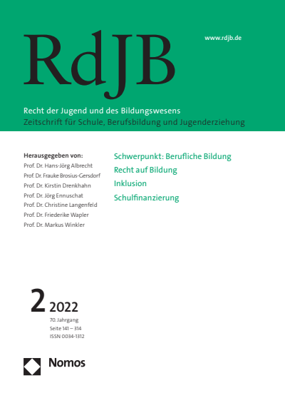 Cover of Volume: RdJB Recht der Jugend und des Bildungswesens Volume 70 (2022), Edition 2
