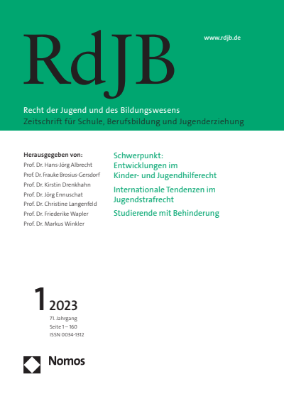 Cover of Volume: RdJB Recht der Jugend und des Bildungswesens Volume 71 (2023), Edition 1