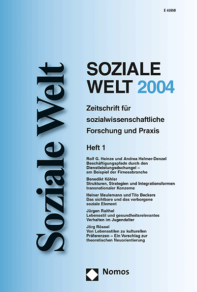 Cover of Volume: SozW Soziale Welt Volume 55 (2004), Edition 1