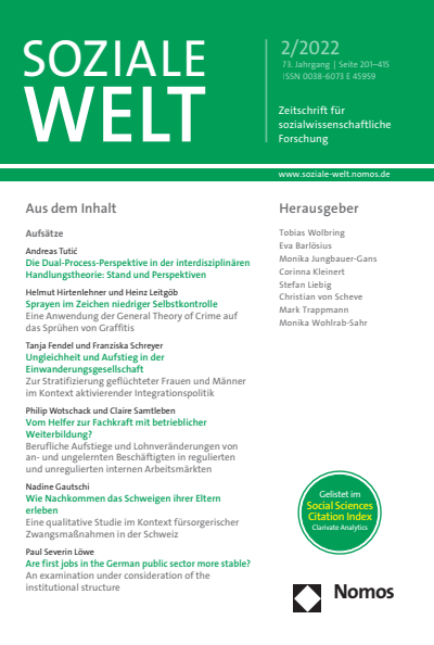 Cover of Volume: SozW Soziale Welt Volume 73 (2022), Edition 2