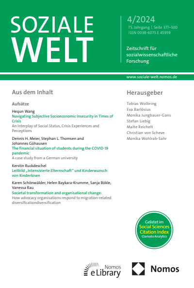 Cover of Volume: SozW Soziale Welt Volume 75 (2024), Edition 4