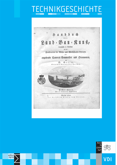 Cover der Ausgabe: TG Technikgeschichte Jahrgang 76 (2009), Heft 2