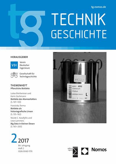 Cover of Volume: TG Technikgeschichte Volume 84 (2017), Edition 2