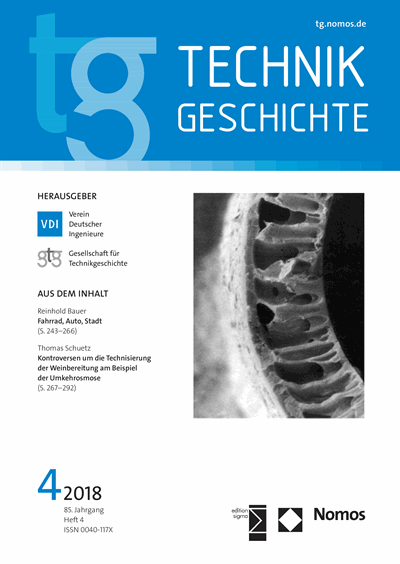 Cover der Ausgabe: TG Technikgeschichte Jahrgang 85 (2018), Heft 4
