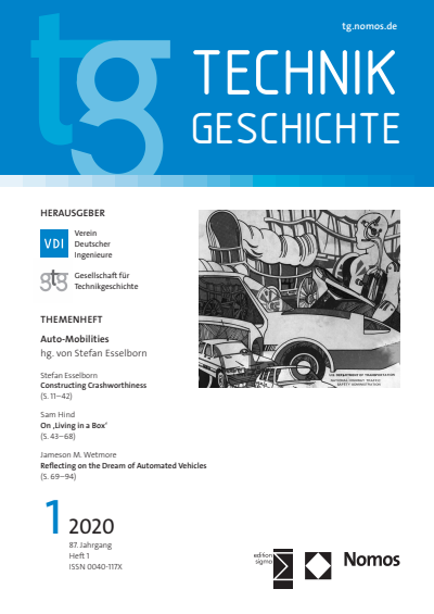 Cover der Ausgabe: TG Technikgeschichte Jahrgang 87 (2020), Heft 1