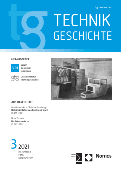 Cover der Ausgabe: TG Technikgeschichte Jahrgang 88 (2021), Heft 3