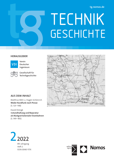 Cover der Ausgabe: TG Technikgeschichte Jahrgang 89 (2022), Heft 2