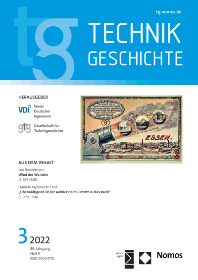 Cover der Ausgabe: TG Technikgeschichte Jahrgang 89 (2022), Heft 3