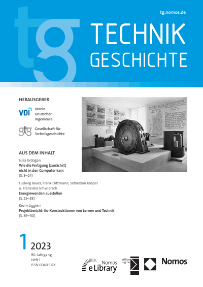 Cover der Ausgabe: TG Technikgeschichte Jahrgang 90 (2023), Heft 1