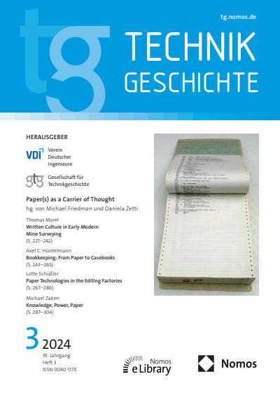 Cover der Ausgabe: TG Technikgeschichte Jahrgang 91 (2024), Heft 3