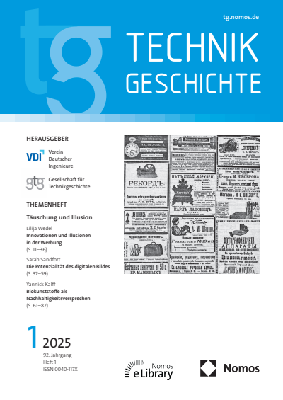 Cover der Ausgabe: TG Technikgeschichte Jahrgang 92 (2025), Heft 1